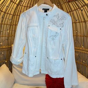 Lane Bryant white light weight jacket with silver embellishment size 18